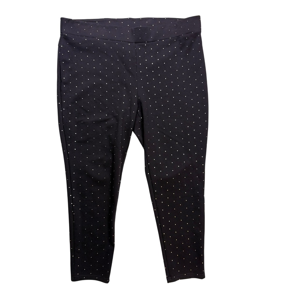 Philosophy Republic Clothing Leggings Women 3X Black Rhinestone Studded Sparkle